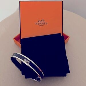 Hermes Bangle Black and Silver